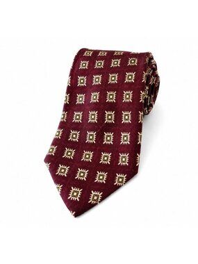 Vintage Burgundy Silk Tie Mens Geometric Classic Formal Business Designer USA